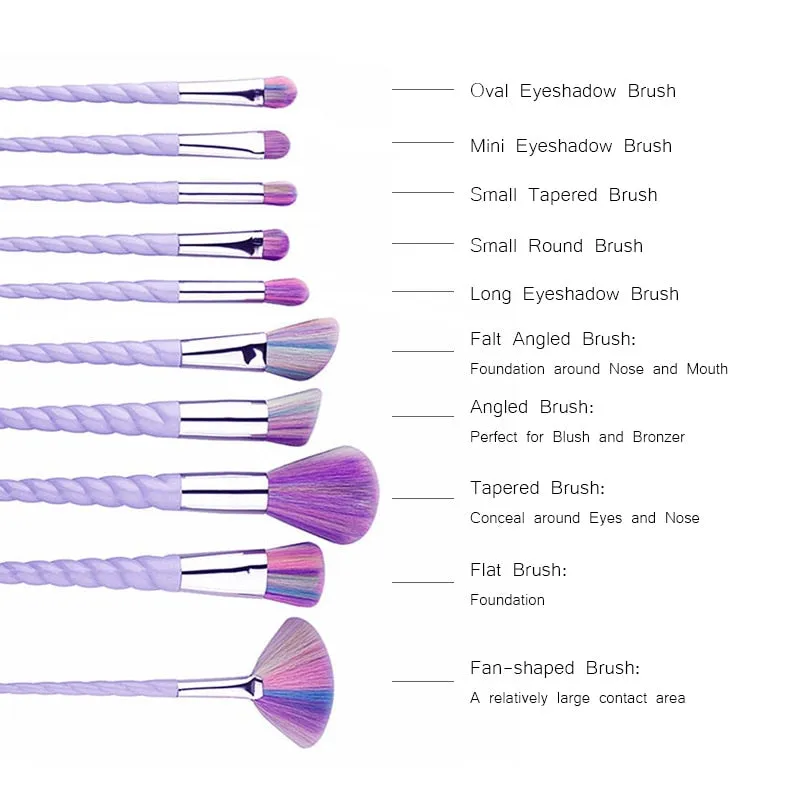 10pcs Unicorn Makeup Brushes