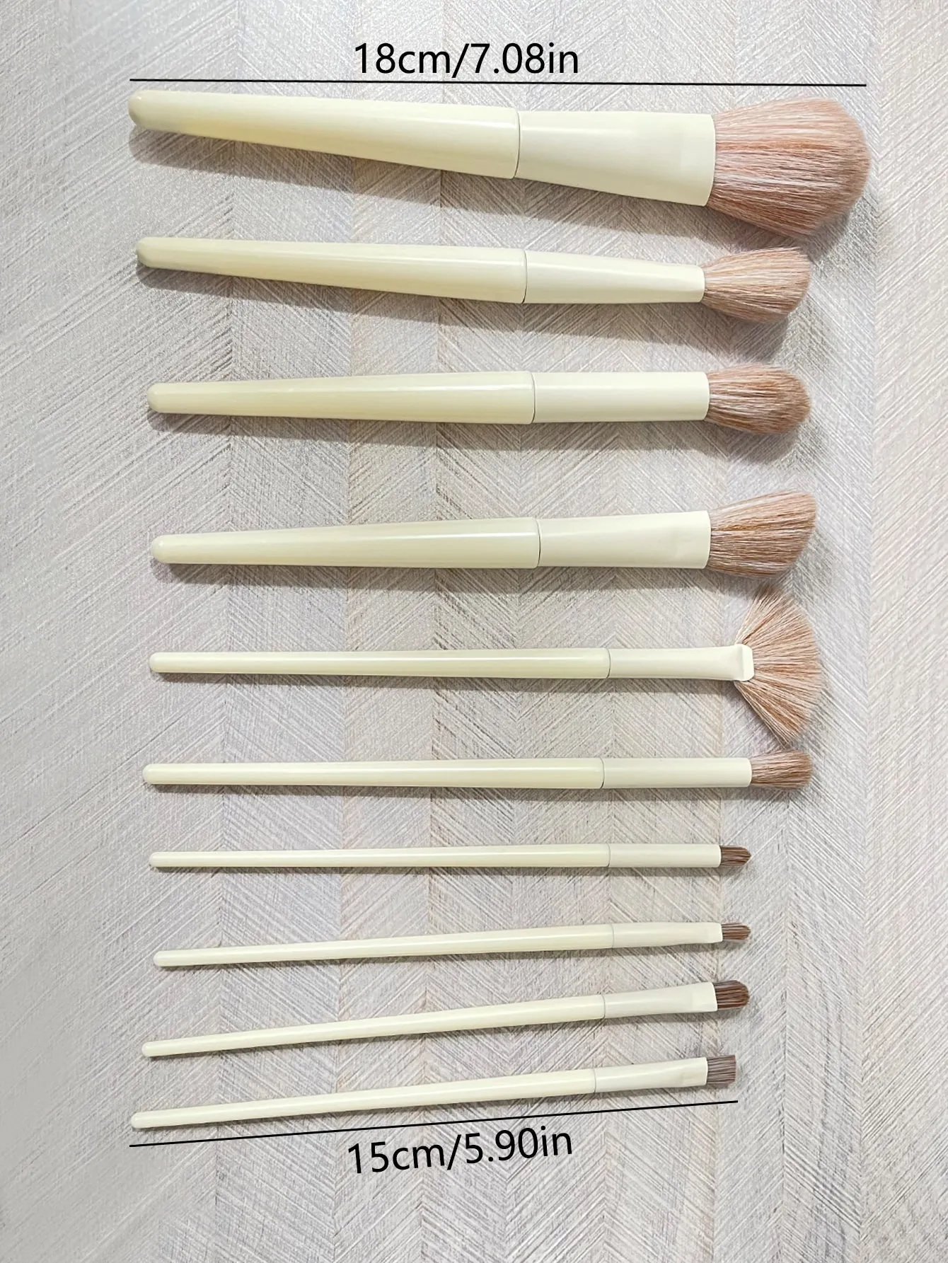 10pcs/Set Beige Makeup Brush Set, Including Fan Highlight Brush