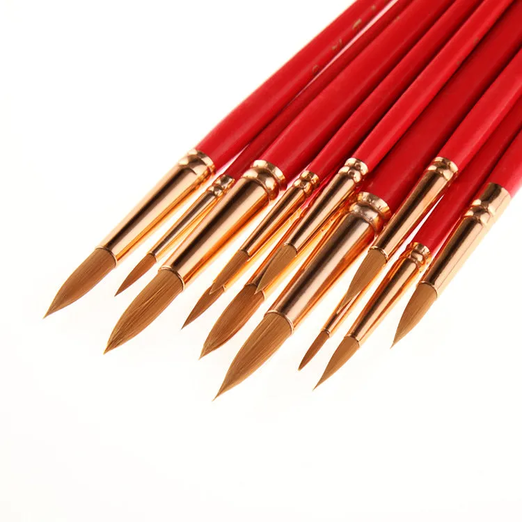 12 Nylon Wool Red Rod Watercolor Pens Set Art Paint Brushes Pen