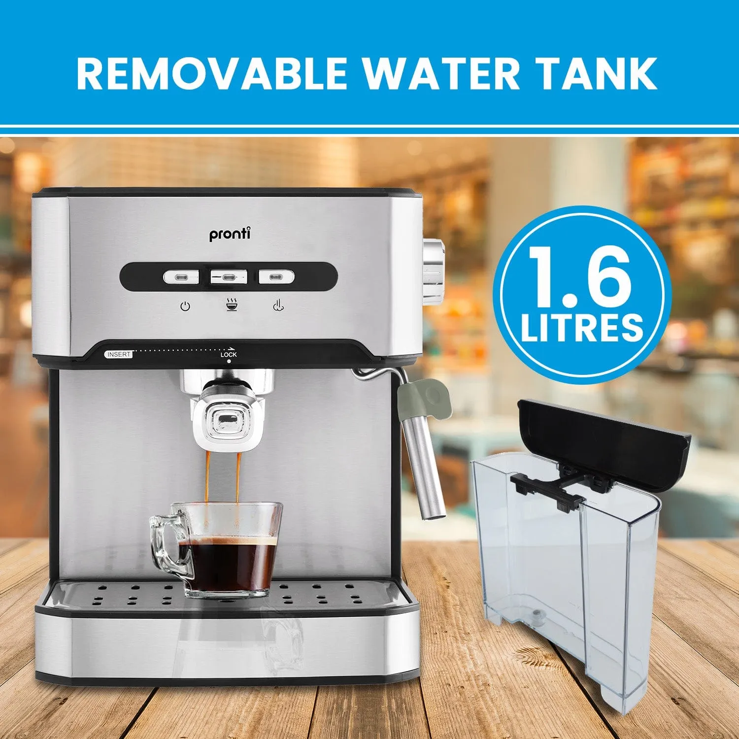 1.6L Automatic Coffee Espresso Machine with Steam Frother