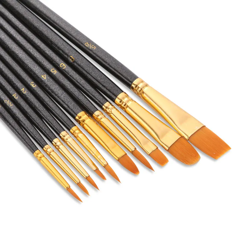 30 pcs  Nylon Hair Glitter Black Rod Watercolor Brushes