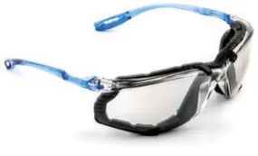 3M  Virtua CCS Safety Glasses With Blue And Clear Frame, Silver Polycarbonate Indoor/Outdoor Mirror Anti-Fog Lens, Cord Control System And Foam Gasket Attachment