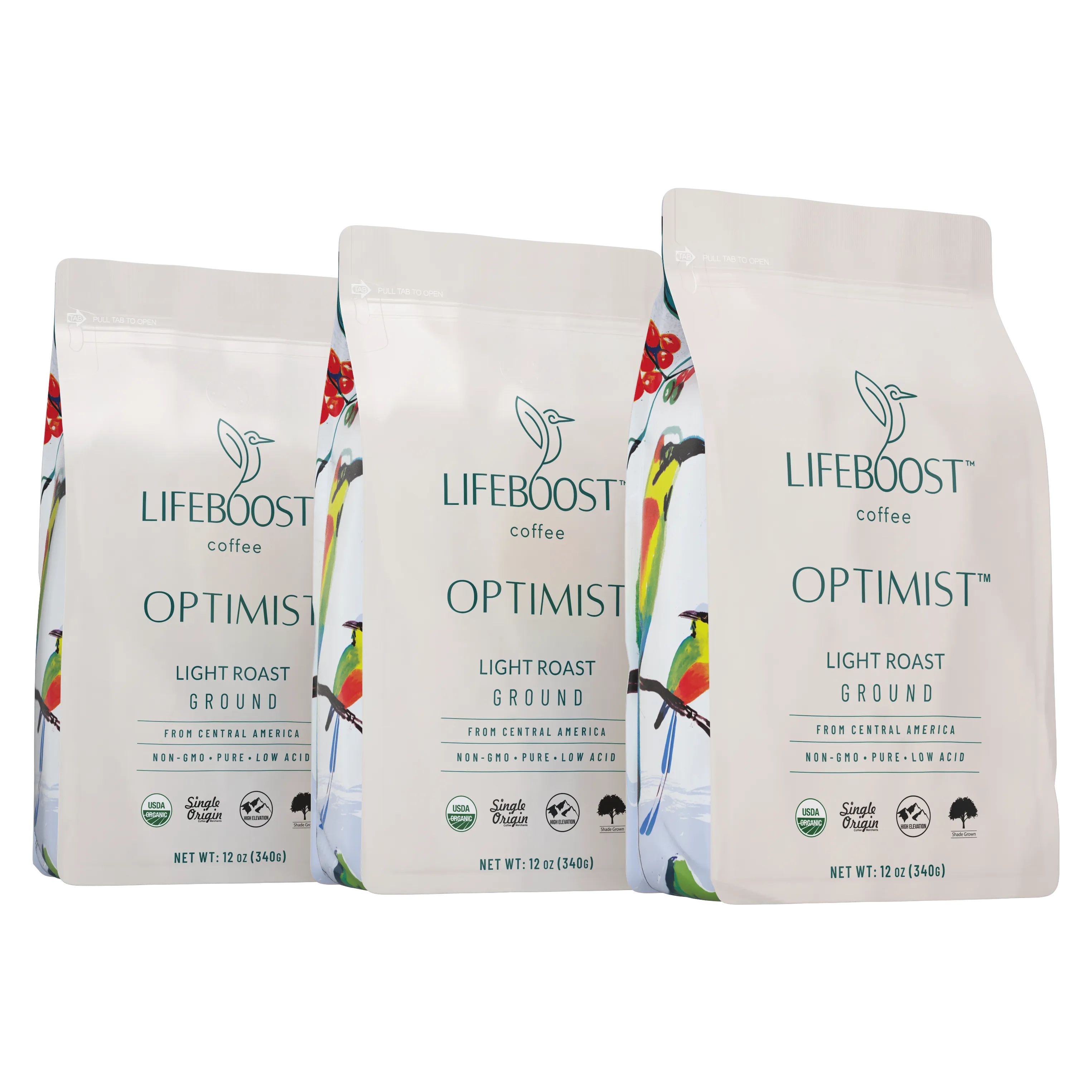 3x Optimist Light Roast Coffee 12 oz Bag - Healthy Coffee 40% Off