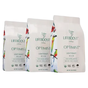 3x Optimist Light Roast Coffee 12 oz Bag - Healthy Coffee 40% Off