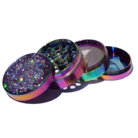 4 Part - 50mm Glitter & Petrol Coloured Metal Grinder