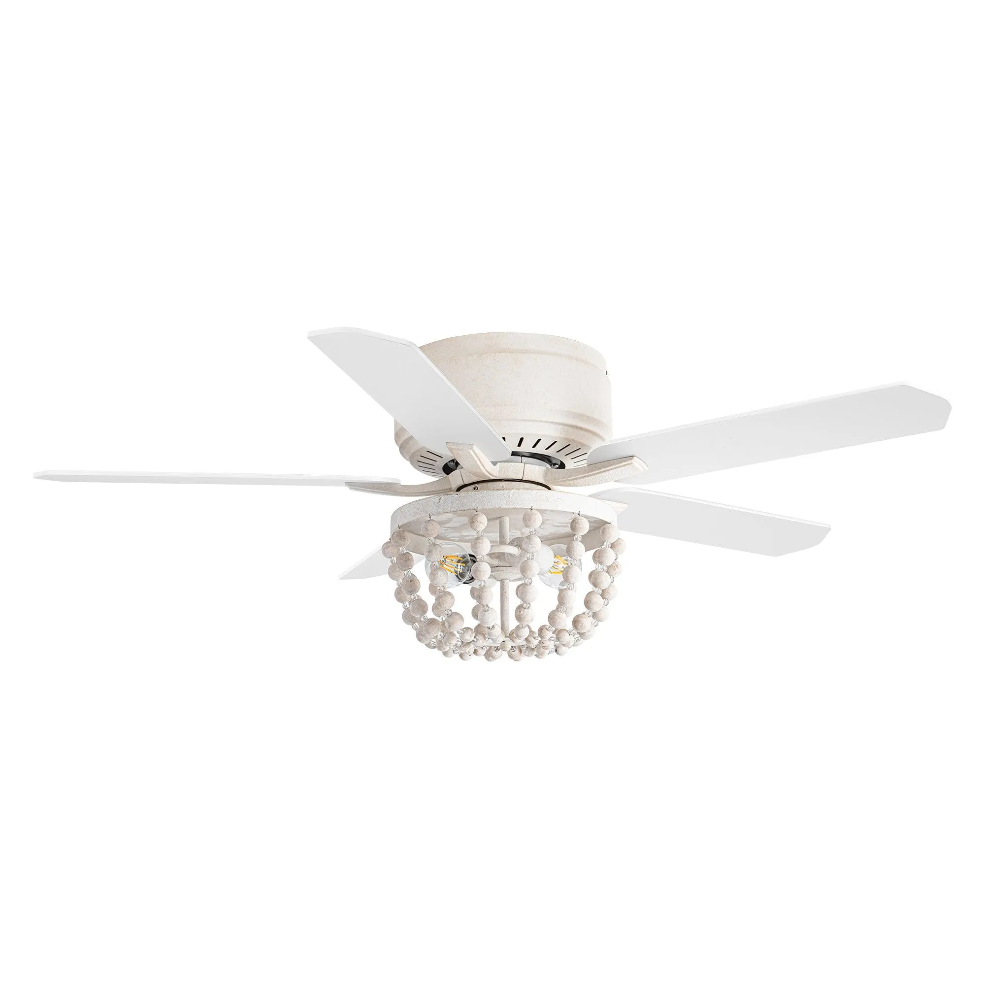 48" New Delhi Farmhouse Flush Mount Reversible Ceiling Fan with Lighting and Remote Control