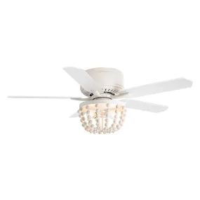 48" New Delhi Farmhouse Flush Mount Reversible Ceiling Fan with Lighting and Remote Control