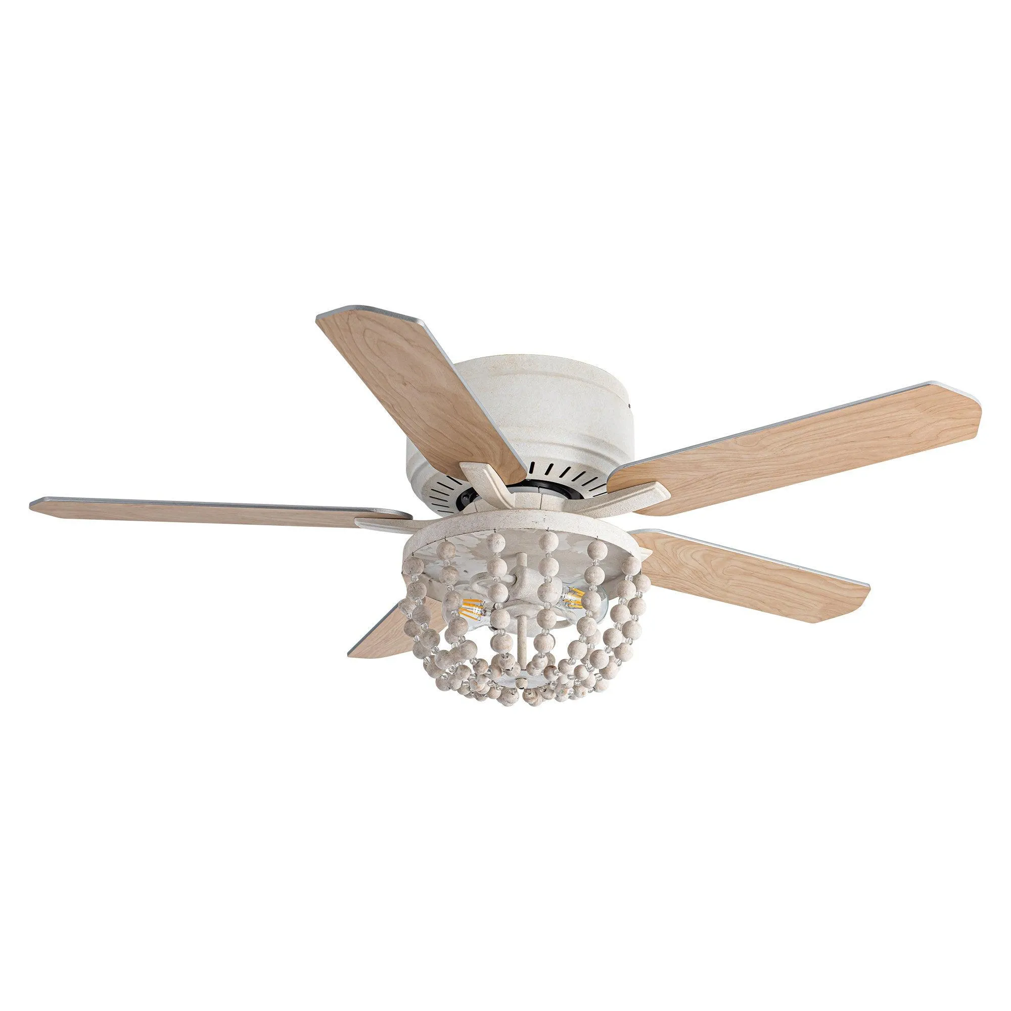 48" New Delhi Farmhouse Flush Mount Reversible Ceiling Fan with Lighting and Remote Control