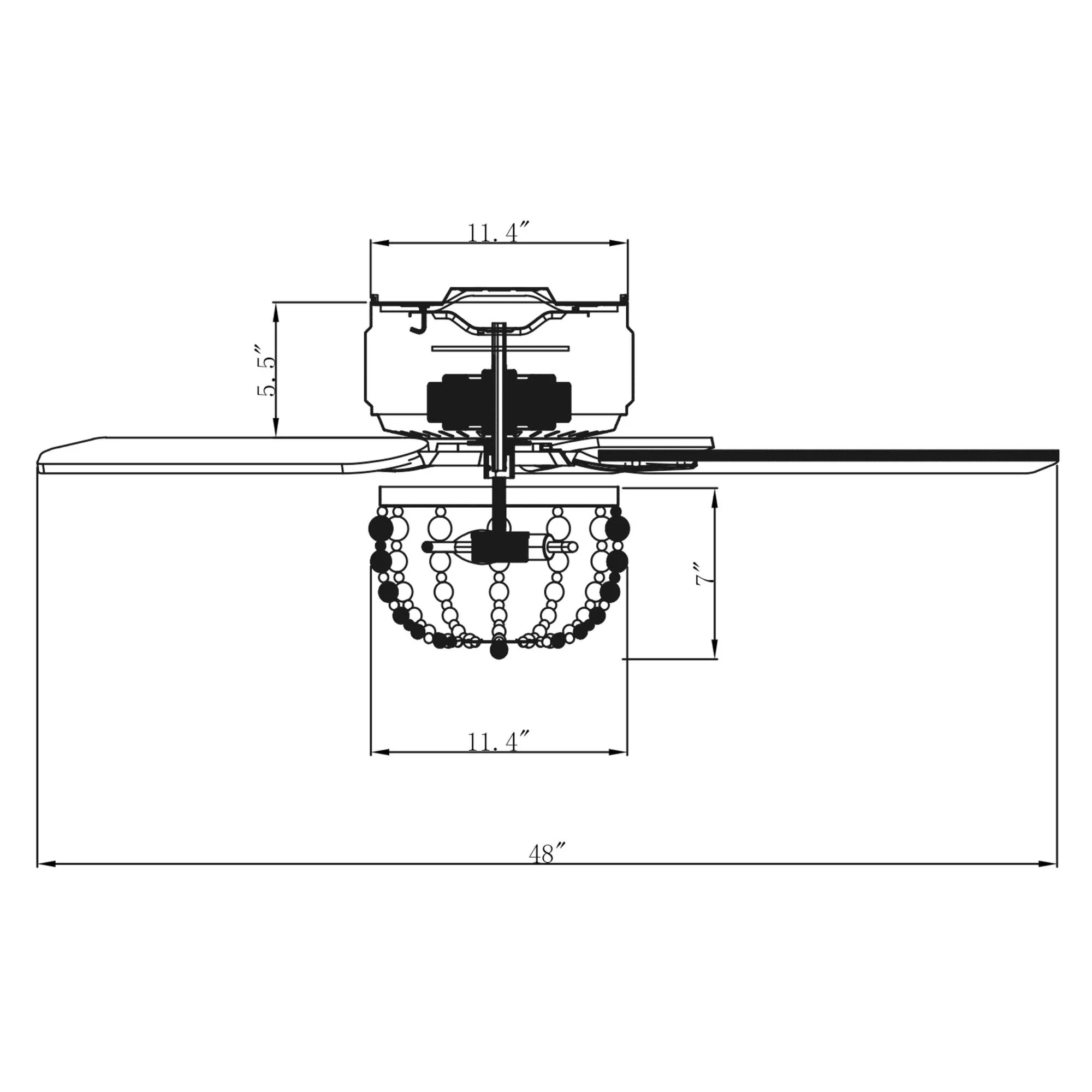 48" New Delhi Farmhouse Flush Mount Reversible Ceiling Fan with Lighting and Remote Control