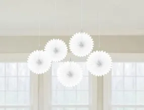 5 Pack Frosty White Mini Fan Hanging Deocrations