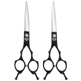 6.5" Beginner Asian Fusion Black 2 Shear Set by PetStore.Direct