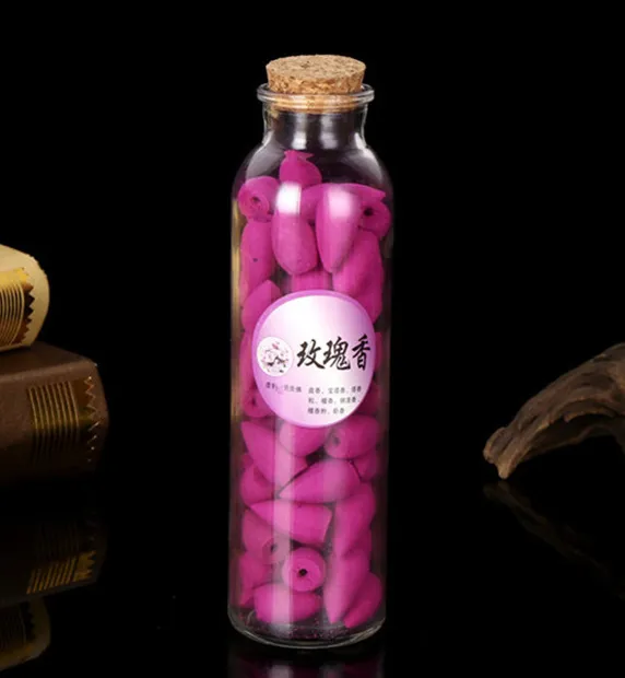 70Pcs Glass Bottle Smoke Backflow Incense Cones