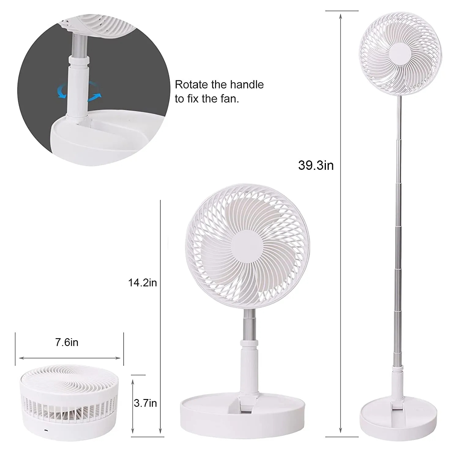 7206 TELESCOPIC ELECTRIC DESKTOP FAN, HEIGHT ADJUSTABLE, FOLDABLE & PORTABLE FOR TRAVEL/CARRY | SILENT TABLE TOP PERSONAL FAN FOR BEDSIDE, OFFICE TABLE (Battery Not Include)