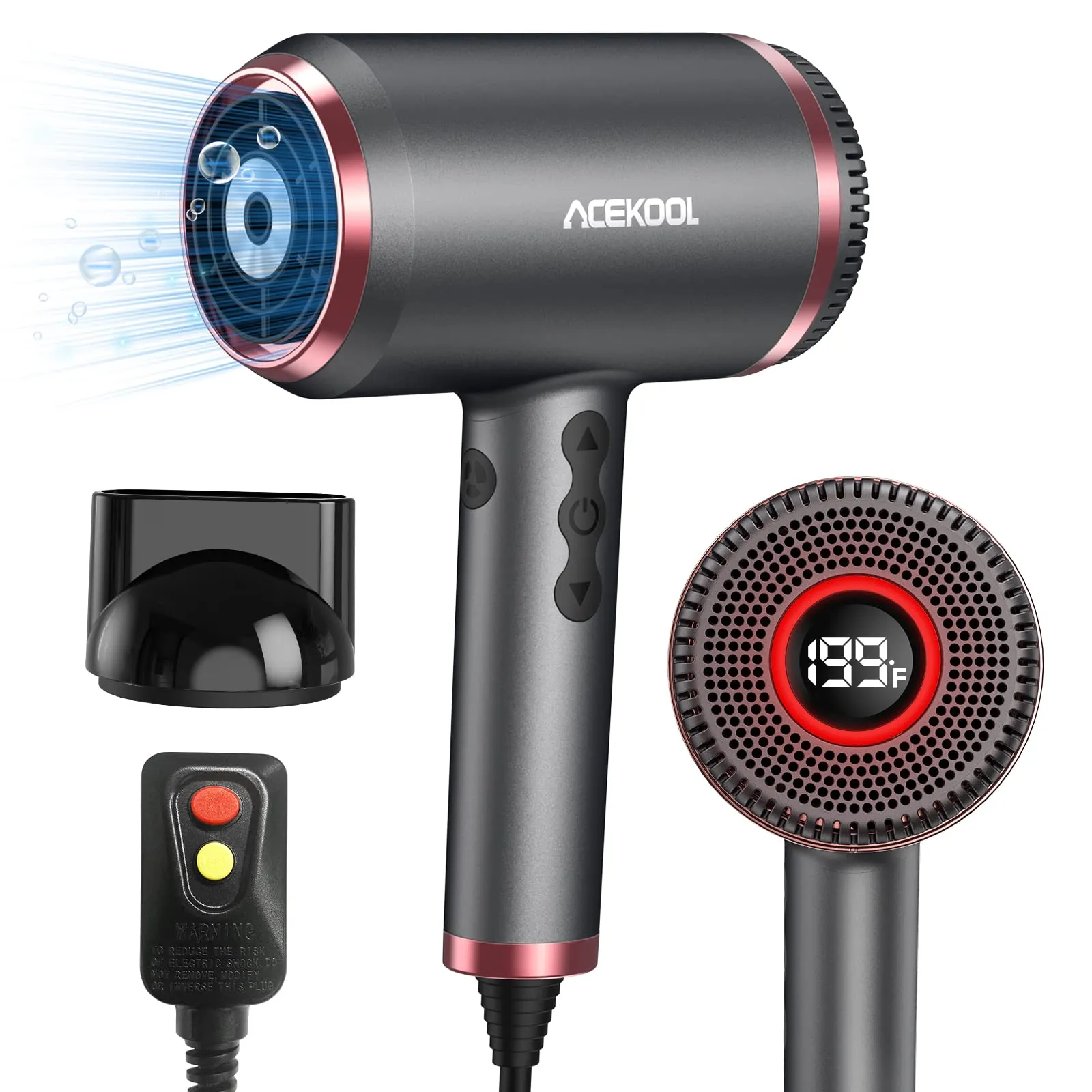 ACEKOOL Ionic Hair Dryer HB1 Blow Dryer with LED Display EU Plug