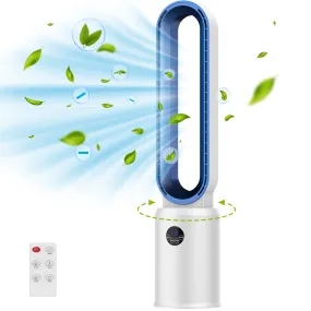 Advwin Bladeless Tower Fan Portable Electric White/Blue