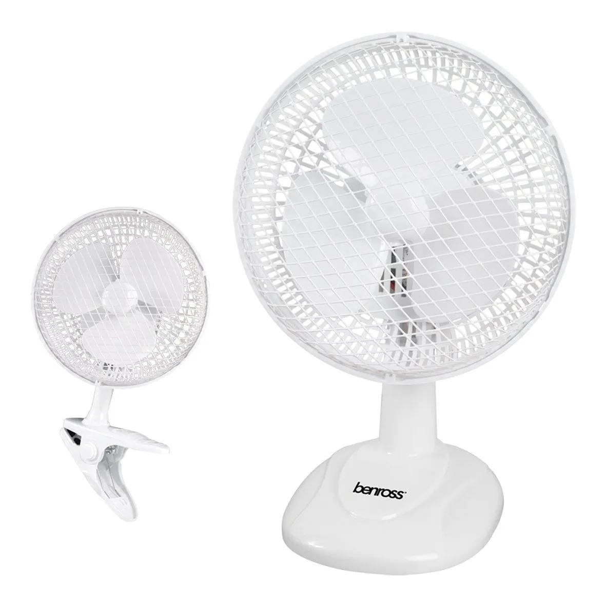 Benross 41240 2-In-1 Desk & Clip Fan 6 Inch, Clip To Any Surface, 20W, 2 Speeds