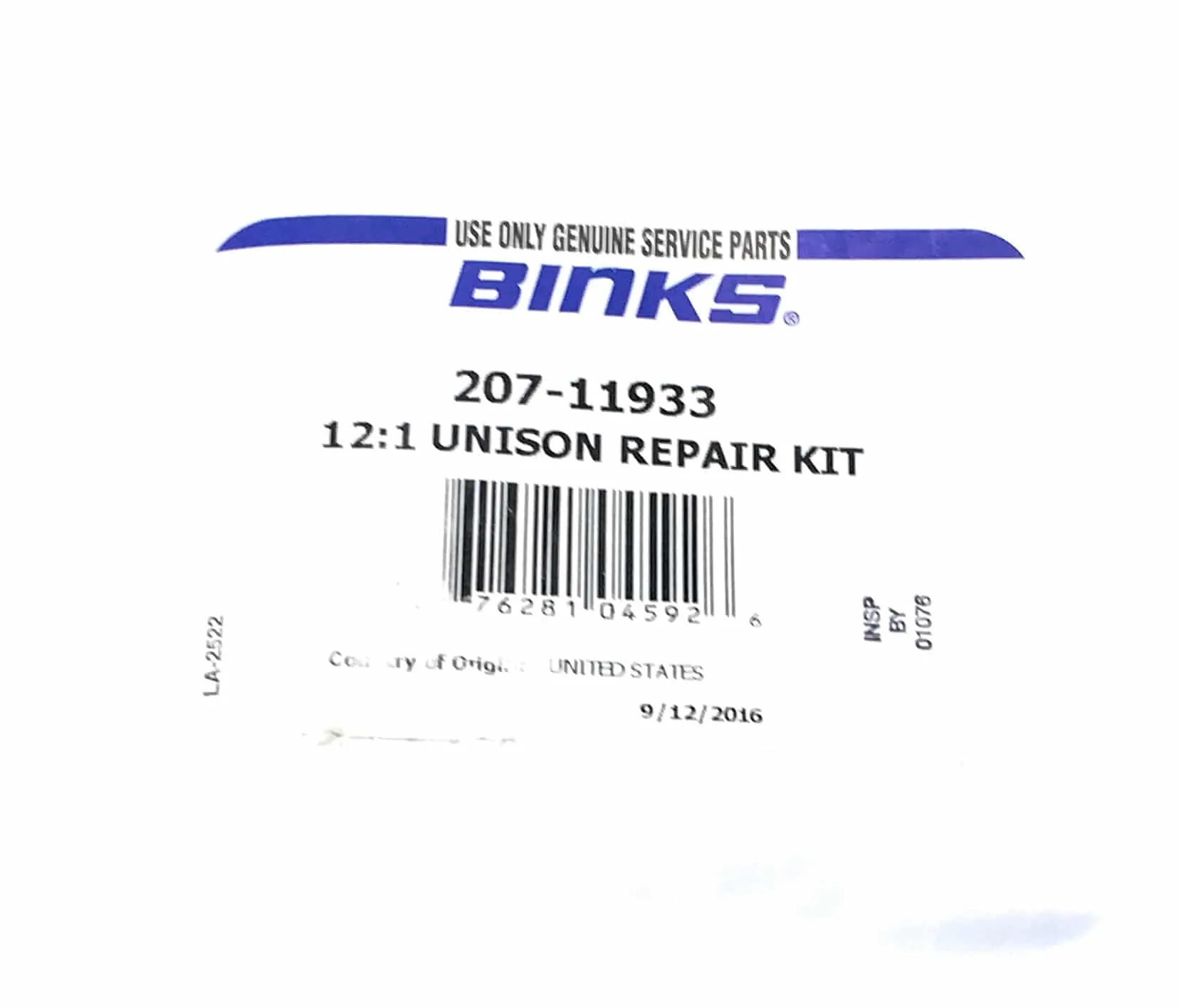 Binks 207-11933 12:1 Unison Repair Kit