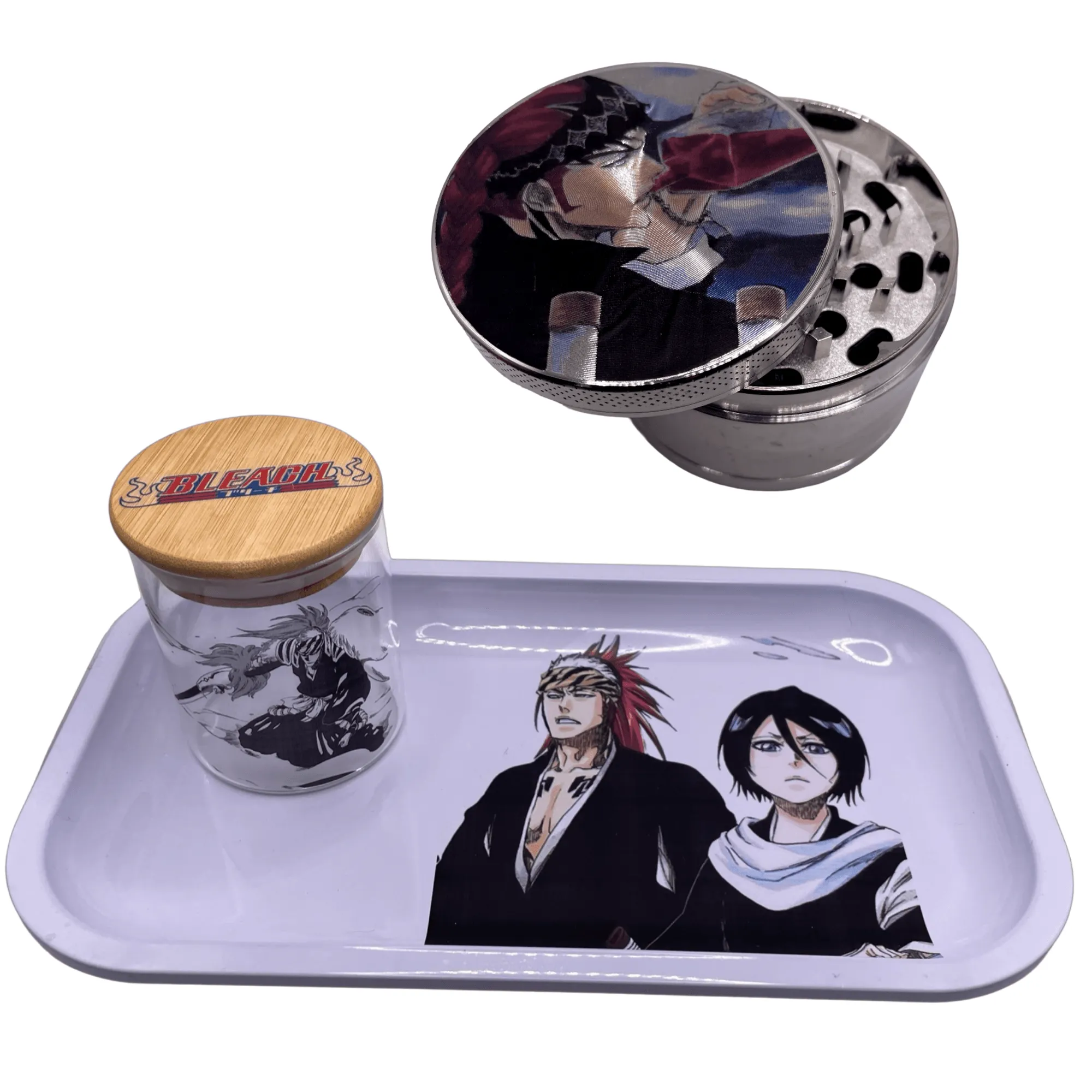 Bleach Anime Spice Grinder, Stash Jar, Rolling Tray Set