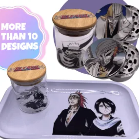 Bleach Anime Spice Grinder, Stash Jar, Rolling Tray Set