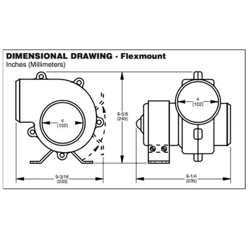 Blower - Extra Heavy Duty - Flex Mount - 100mm - 12V - 7.0 m3/minute