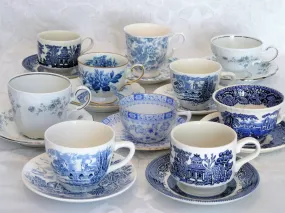 Blue & White Cup & Saucer Sets