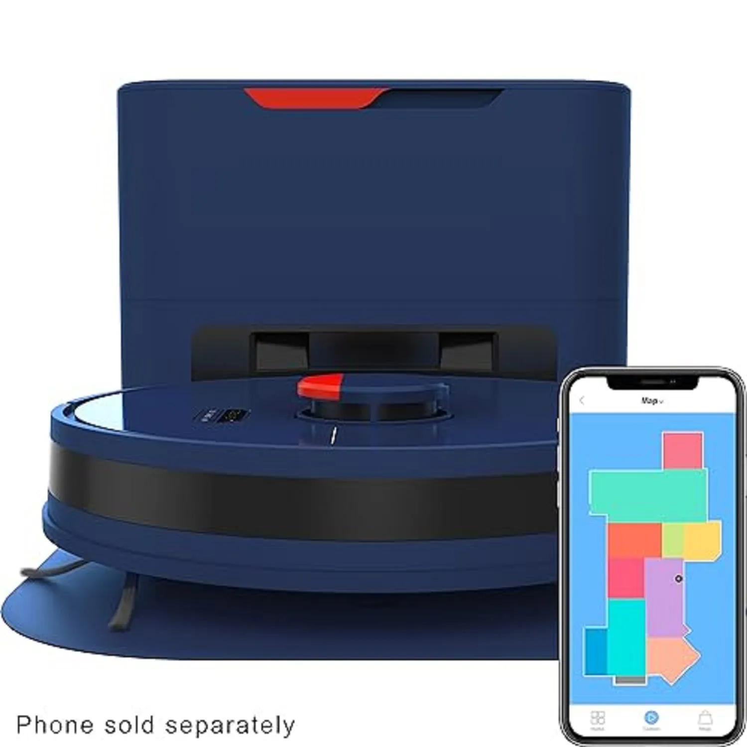 Bobsweep PET24-7-213-Navy Dustin Wi-Fi Connected Self-Emptying Robot Vacuum and Mop in Navy