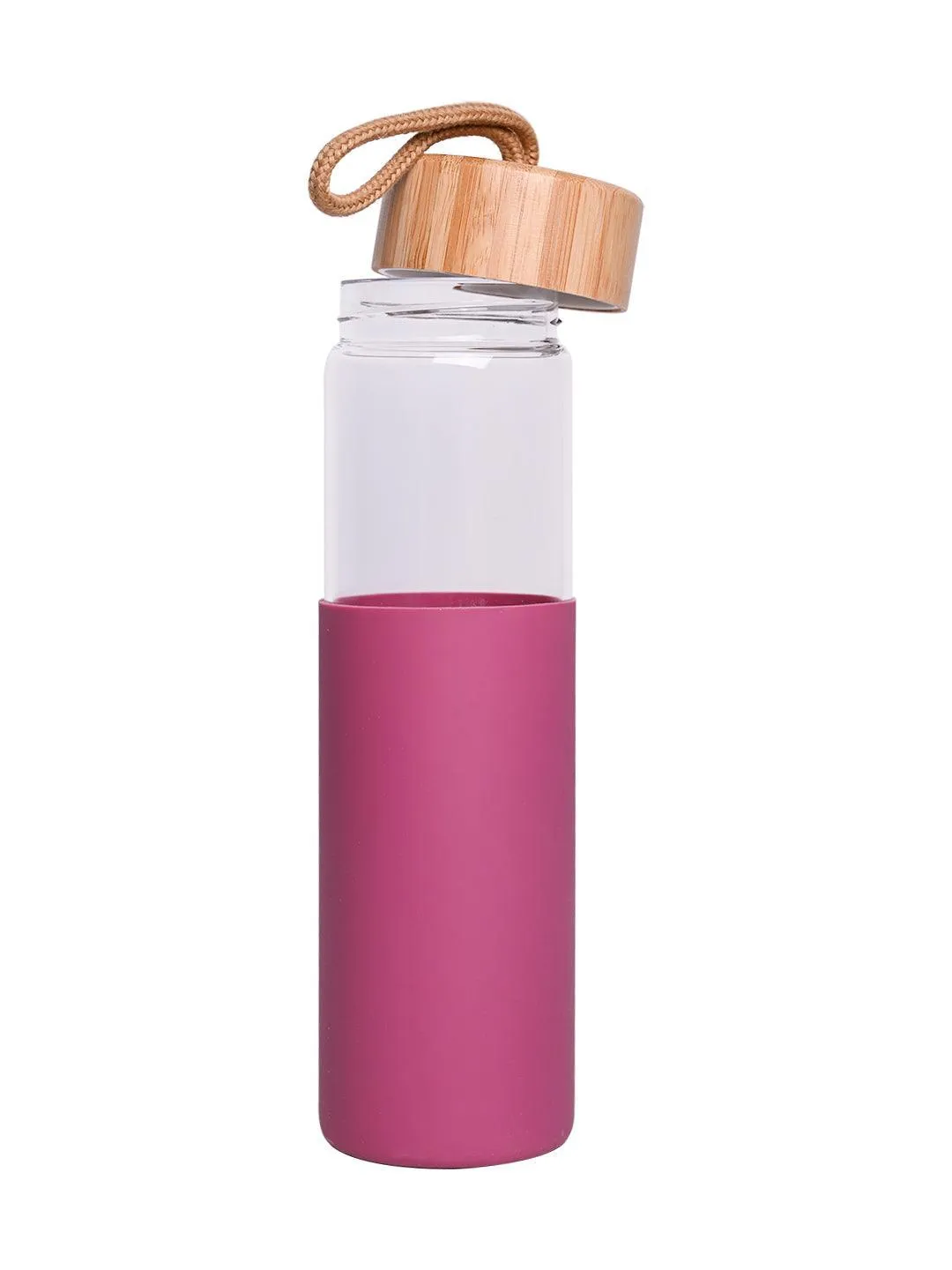 Borosilicate Glass Bottle with Pink Silicone Sleeve - 550Ml