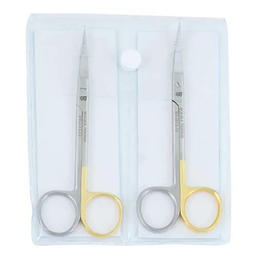 BOUJEE Iris Scissor Supercut one blade serrated Two pieces Stainless Steal, Straight & Curved