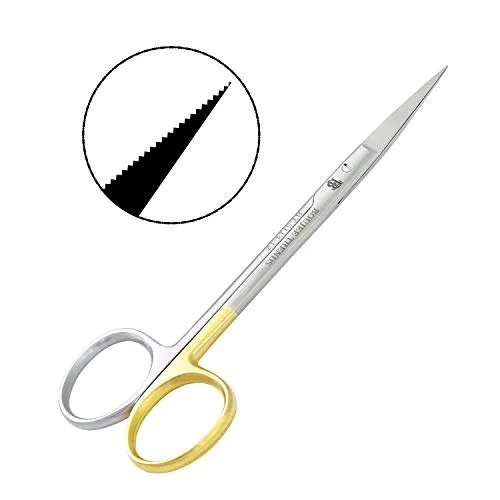 BOUJEE Iris Scissor Supercut one blade serrated Two pieces Stainless Steal, Straight & Curved