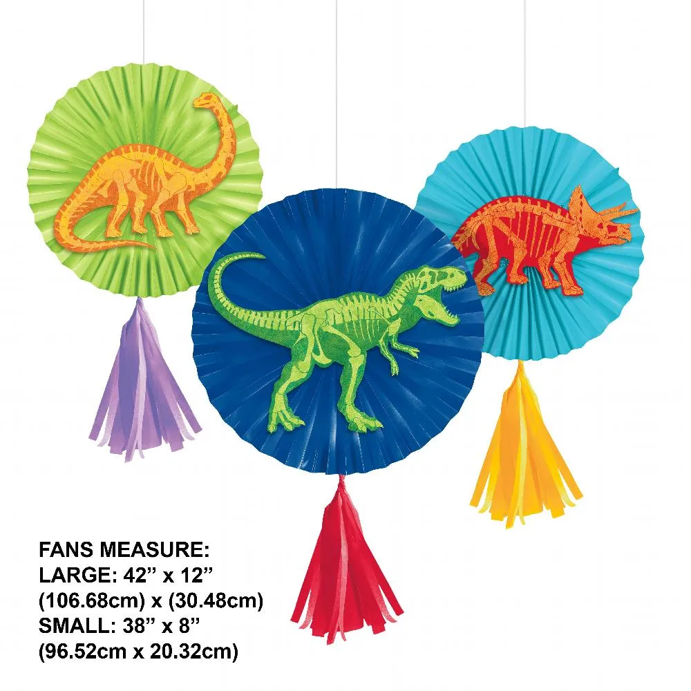 Bulk Dino Dig Paper Fans w/ Tassels (Case of 36)