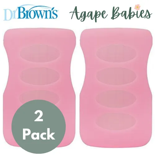 [Bundle of 2] Dr Brown's 9 oz/270 ml Wide-Neck Glass Bottle Sleeve - Light Pink