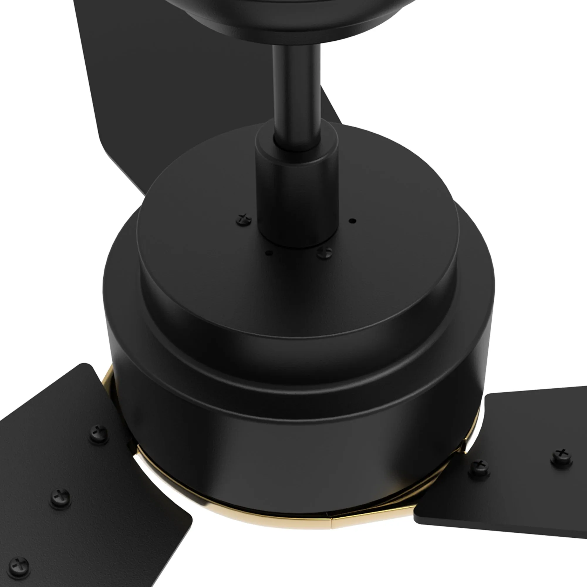 CALEN 52 inch 3-Blade Smart Ceiling Fan with LED Light Kit & Remote Control- Black/Black (Gold Detail)