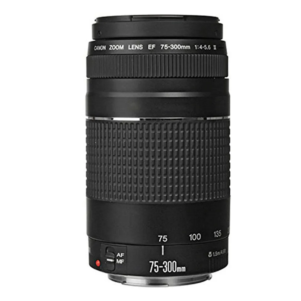 Canon EF 75-300mm f/4-5.6 III Lens with Accessory Bundle For Canon T5i , T6 , T6i and T7i