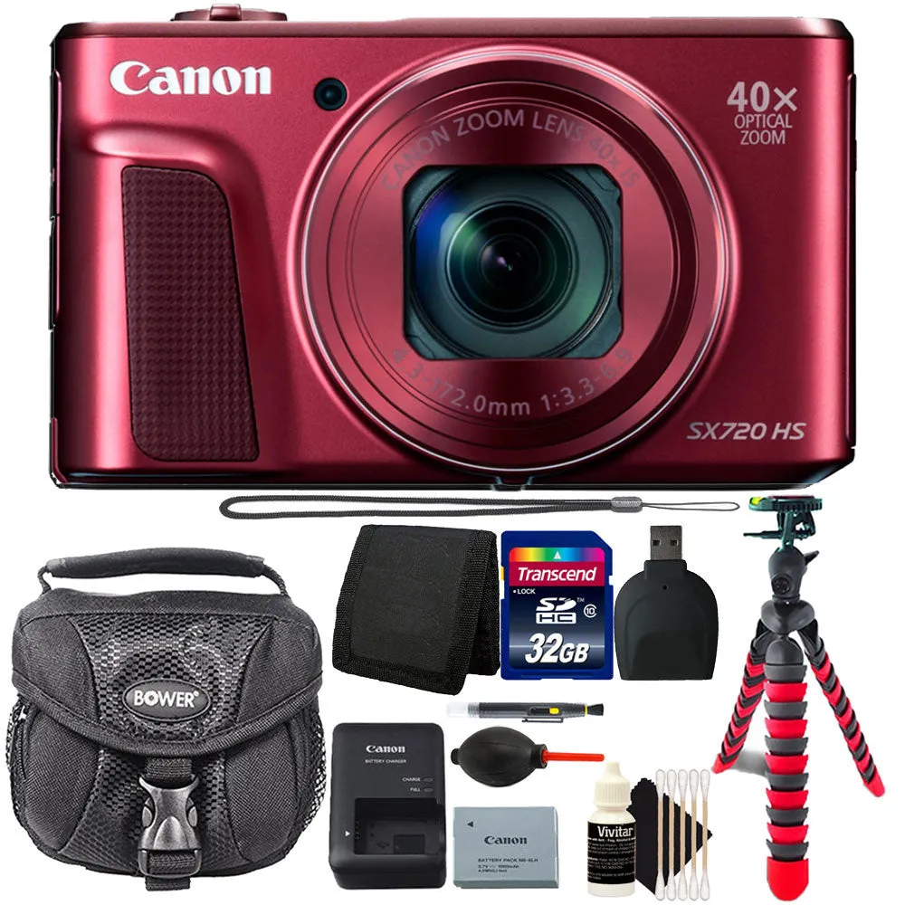 Canon PowerShot SX720 20.3MP Digital Camera Red with Accessory Bundle