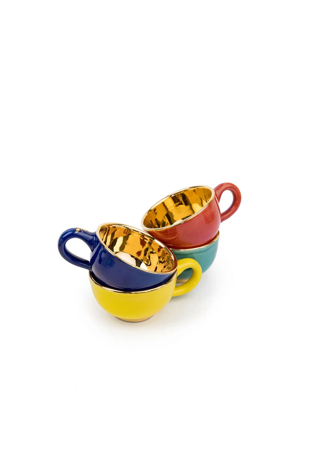 Colourful Gold Espresso Cup & Saucer