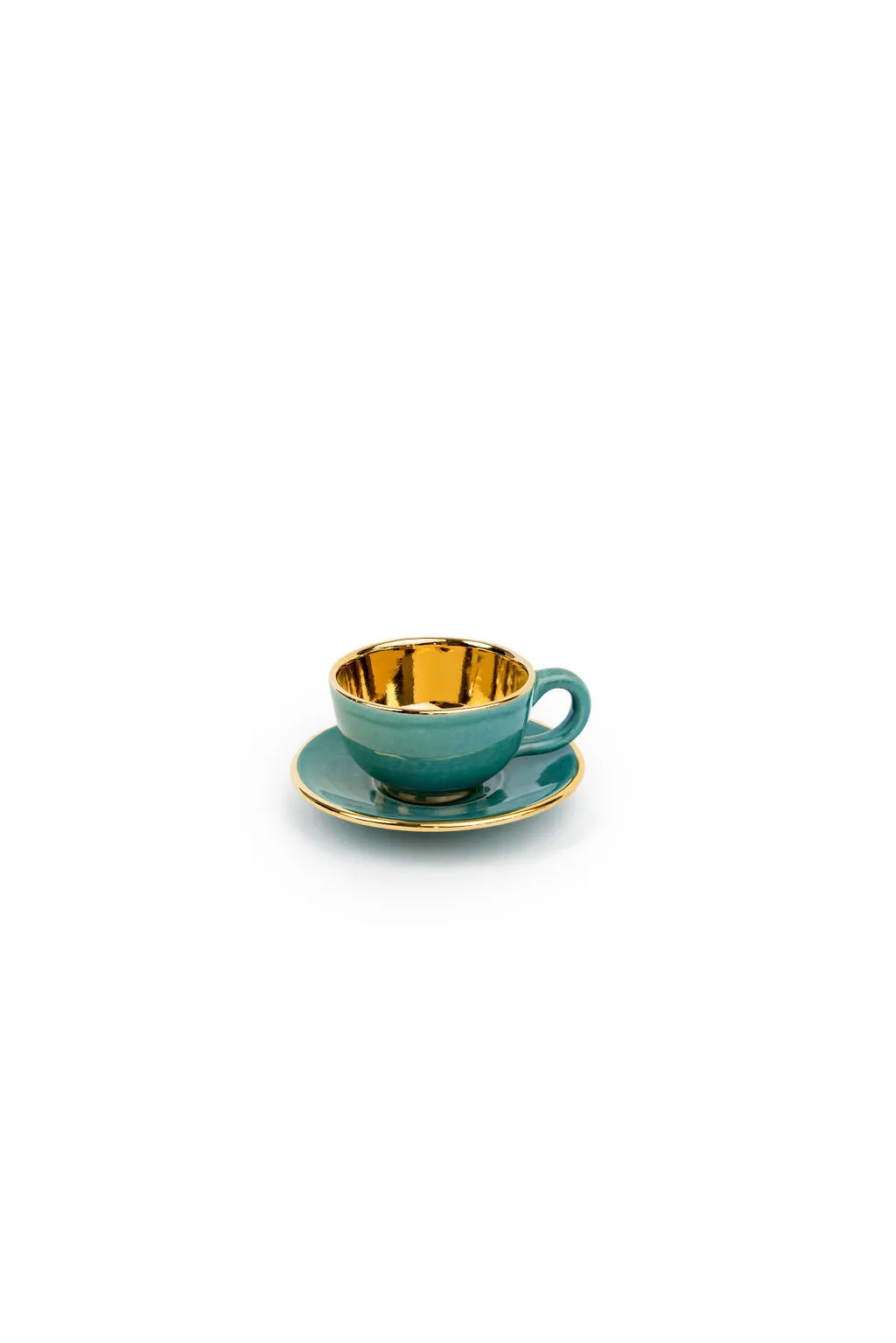 Colourful Gold Espresso Cup & Saucer