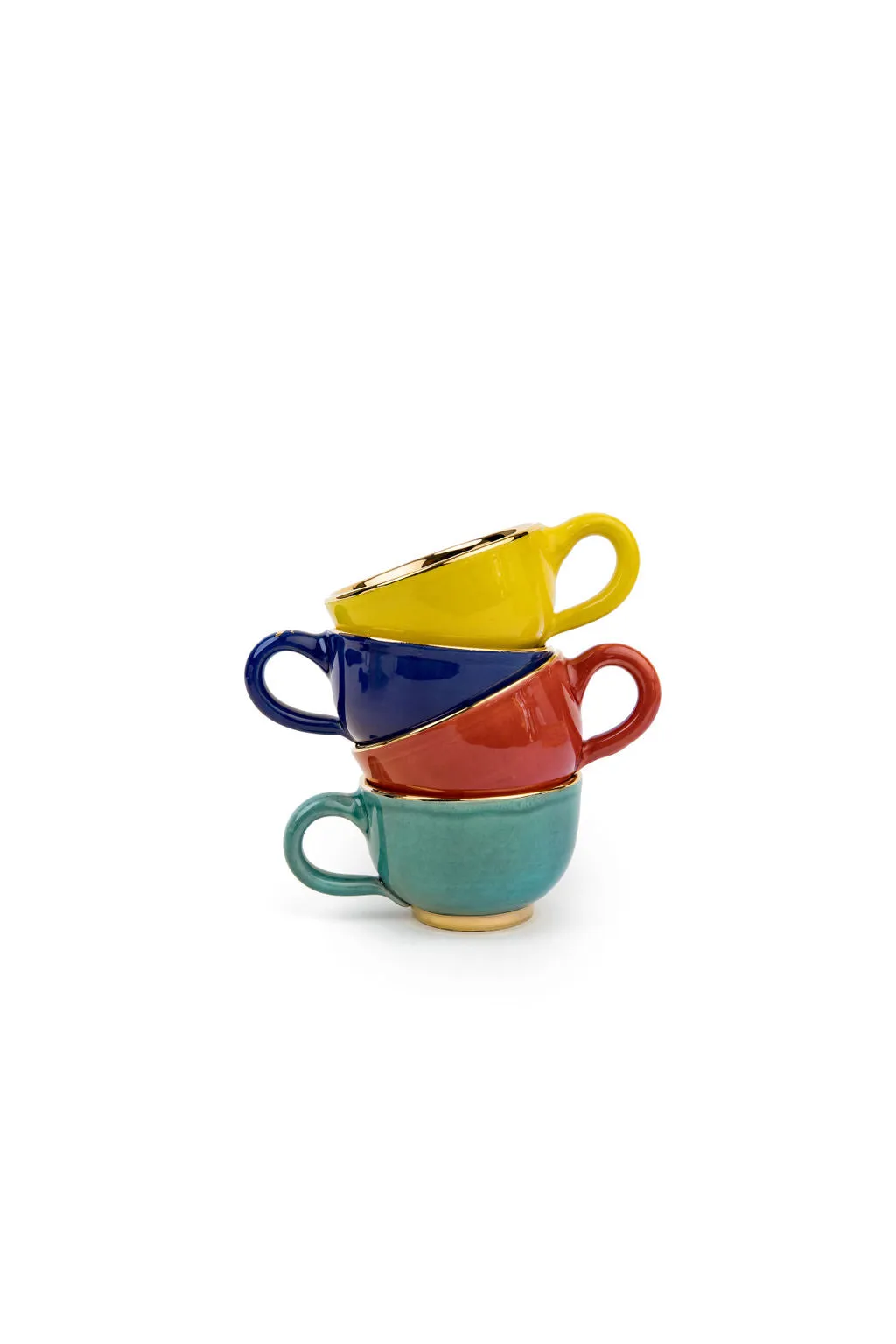 Colourful Gold Espresso Cup & Saucer