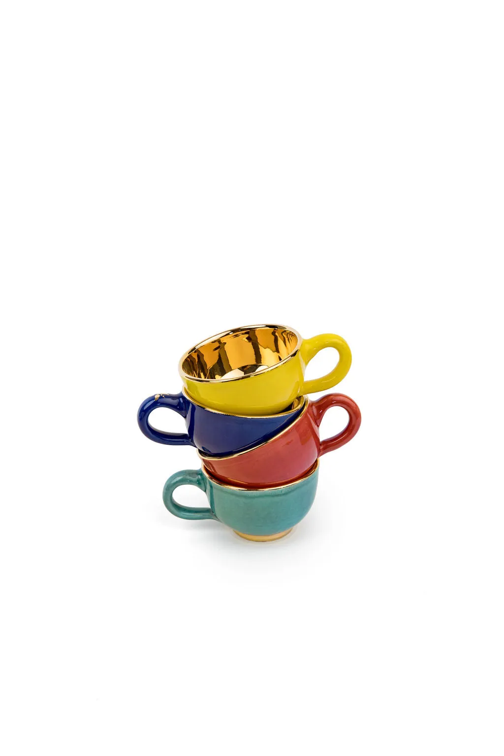 Colourful Gold Espresso Cup & Saucer