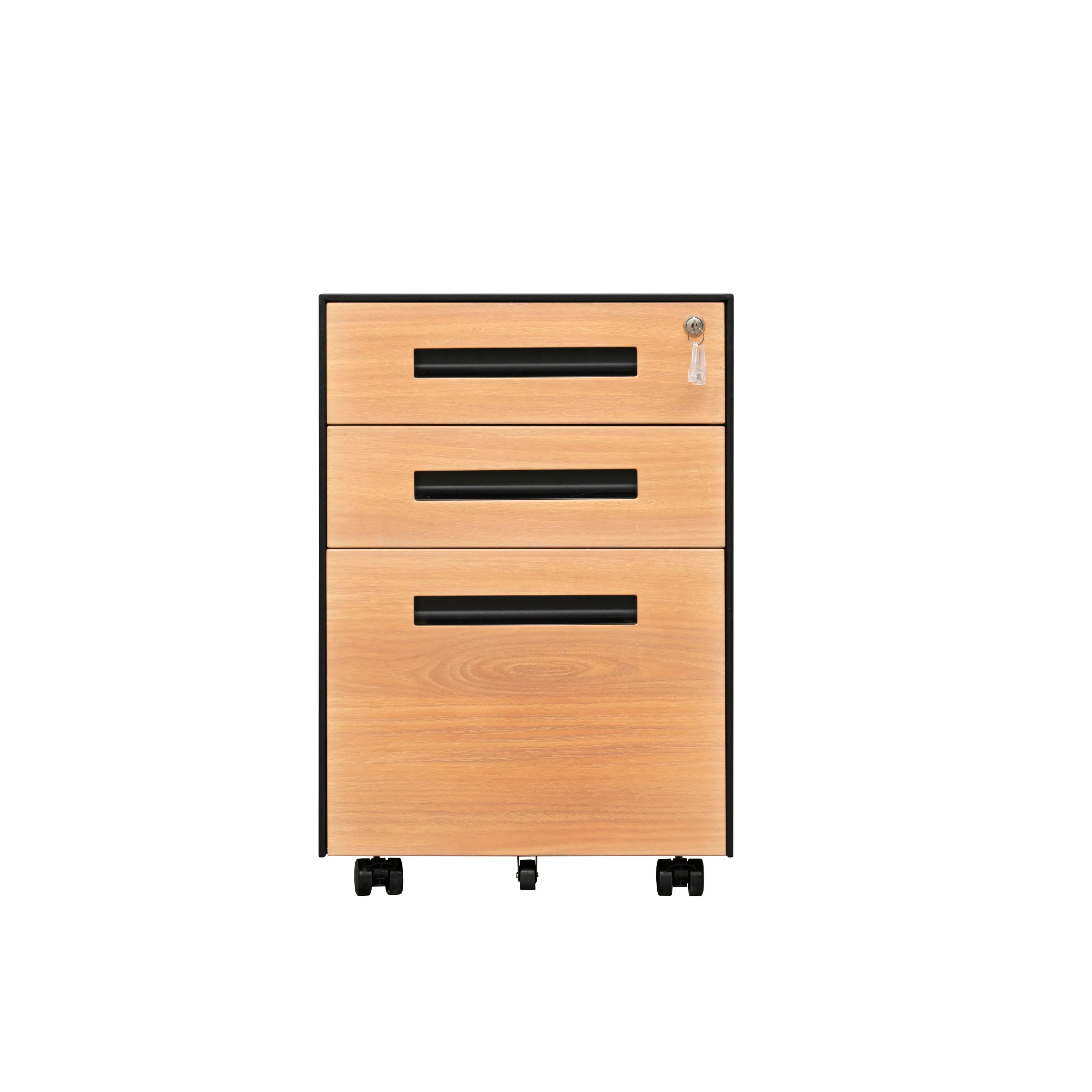 Compact 3 Drawer Mobile File Cabinet - Walnut   Black