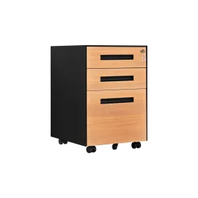 Compact 3 Drawer Mobile File Cabinet - Walnut   Black