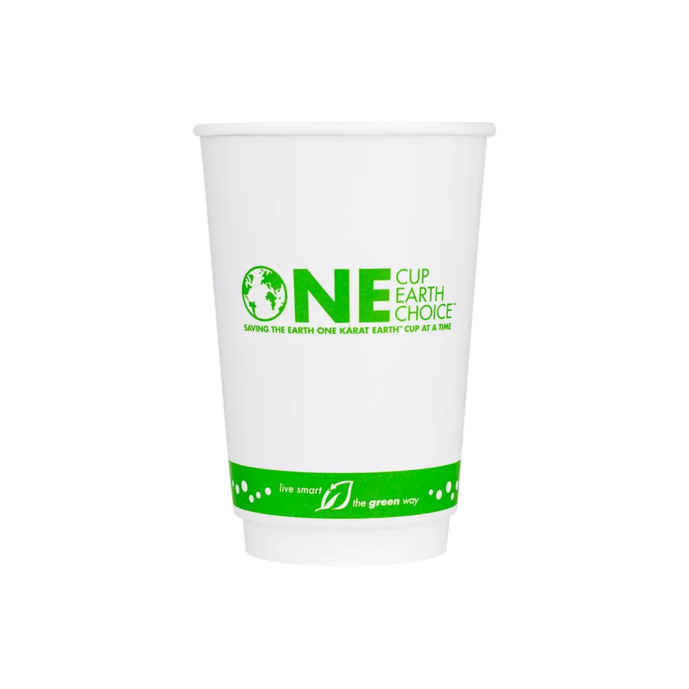 Compostable Insulated Coffee Cups - 16oz Eco-Friendly Insulated Paper Hot Cups - One Cup, One Earth (90mm) - 500 ct