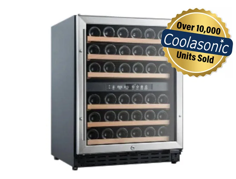 Coolasonic JC132E Single Swing Glass Door Commercial Under Counter Wine Cooler with 46 Bottle Capacity