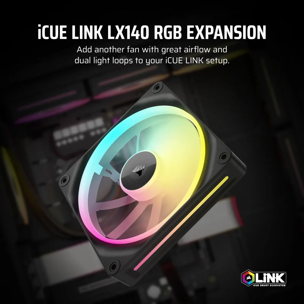 Corsair iCUE LINK LX140 RGB EXPANSION Black 140mm PWM PC Case Fan (CO-9051027-WW)