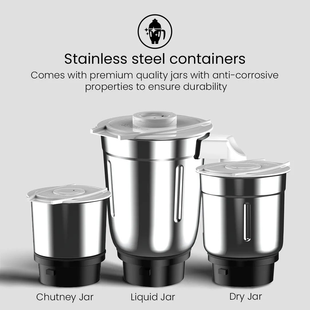 Crompton DS 500, 500 Watt Mixer Grinder with 3 Stainless Steel Jars