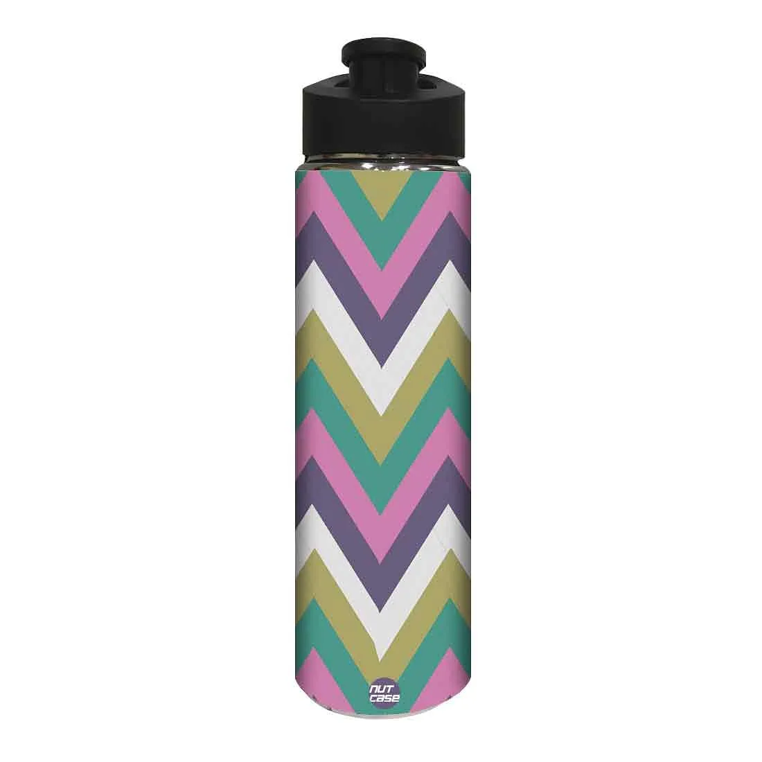 Designer Stainless Steel Sipper Bottle -  Purple and Green Strips