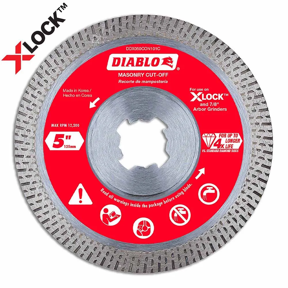 Diablo DDX050CON101C 5" Diamond Continuous Masonry Cut-Off with X-LOCK arbor