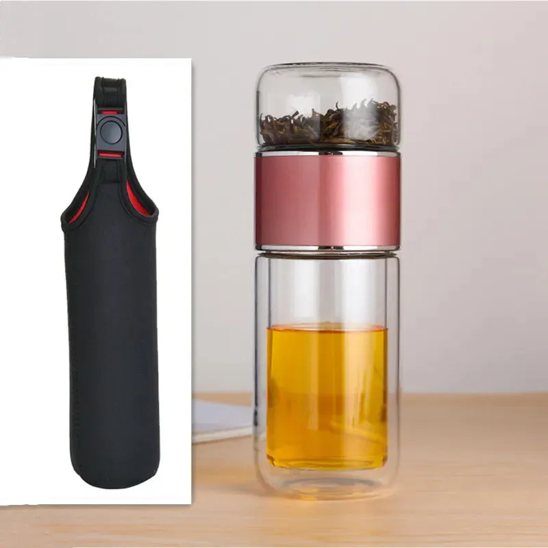 Double Glass Water Bottle with Case