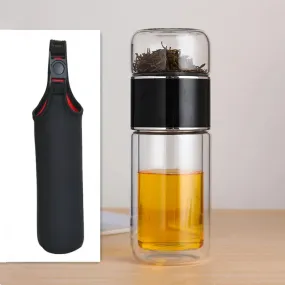 Double Glass Water Bottle with Case