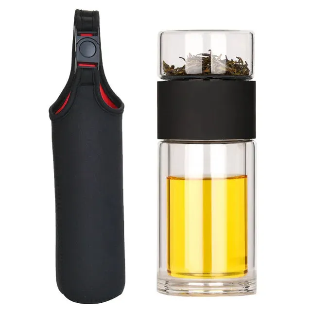 Double Glass Water Bottle with Case