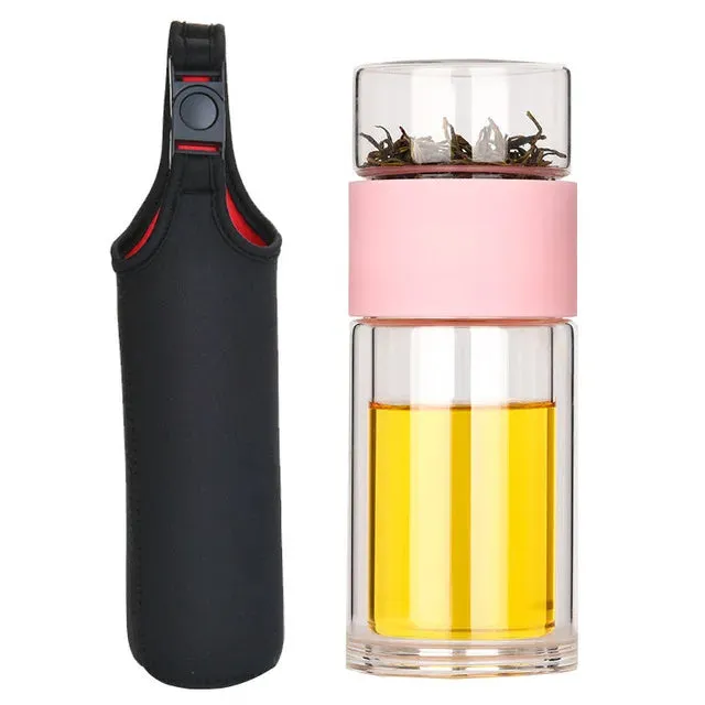 Double Glass Water Bottle with Case